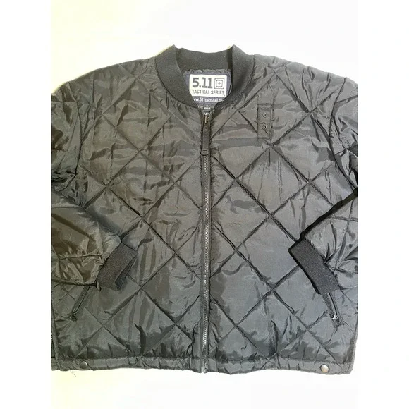 5.11 Tactical Quilted Bomber Jacket Mens Size XL Black Insulated Zip - Picture 1 of 8